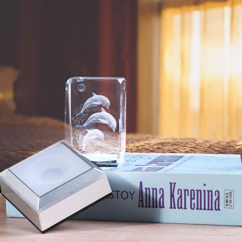 Regalo popular para mujeres, esposas, novias y maridos, perfecto para cumpleaños, aniversarios de boda y más. [Auténtico] K9 Cristal Delfín LED