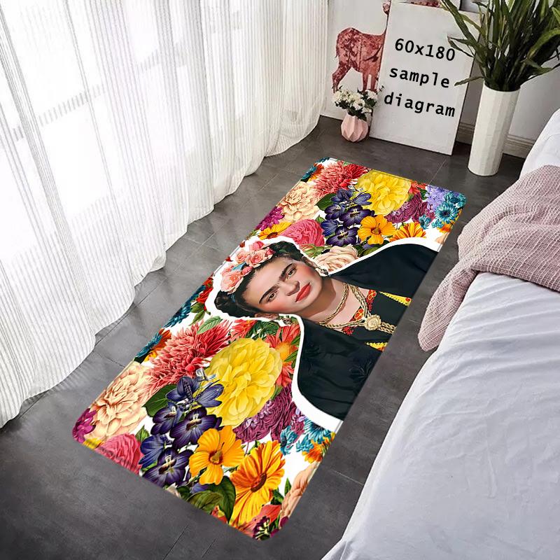 Doormat Flannel Floor Mat Indoor Foot Rug F-Frida K-Kahlo Bedside Mats Kitchen Corridor Absorbent Carpet Ideal for Balcony Decor