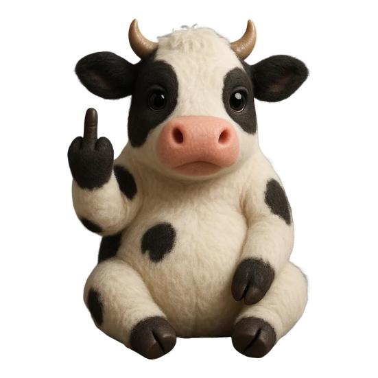 Flip-off Animal Doll Middle Finger Highland Cow Plush Toy Stuffed Sassy Panda Cat Dog Collectible for Home Office Desktop Decor