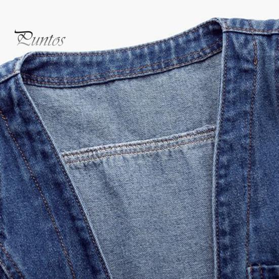 Retro Waistcoat Ladies Denim Vest Sleeveless Loose V Neck Double Buttons Solid Color Breathable Vintage Firm Stitching Hip Hop Streetwear Lady