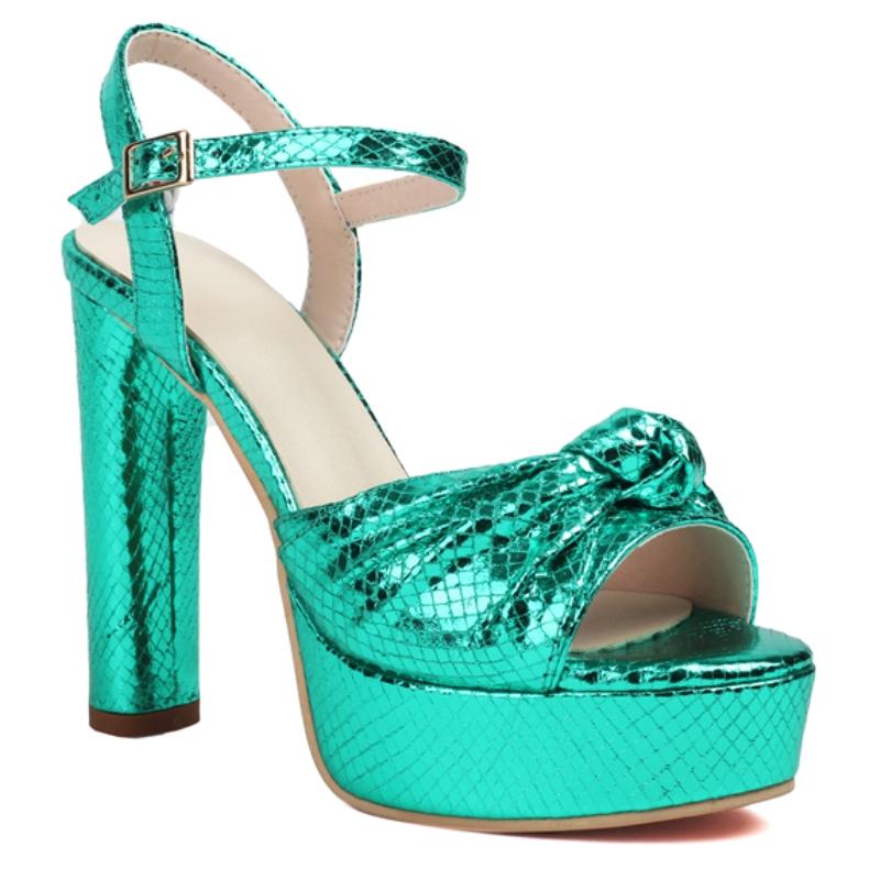 Luxury Gold Women's Sandals Shoes Summer 2025 Sexy Platform Silver Green Pink High Heels Ankle Strap Dance Wedding Shoes Ladies