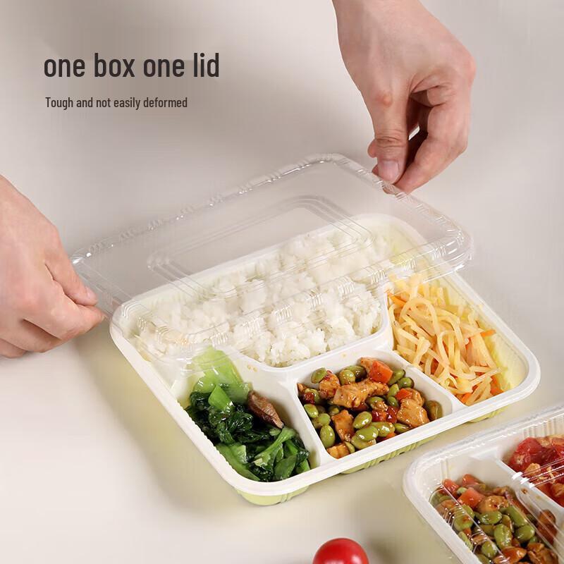 Boyiduo Disposable 4-Compartment Lunch Box with Lid, 1000ml