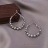 Silver Needle Circle Earrings, Fashionable High-End Copper Ear Hoops, Light Luxury, Versatile Jewelry Accessory.