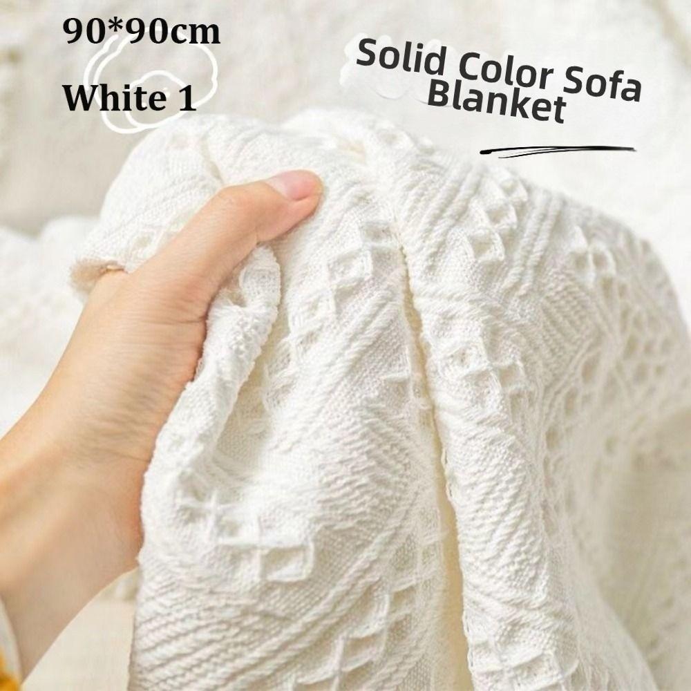 With Tassels Throw Blankets Anti-slip Vintage Cotton Blankets New Knitted White Sofa Towel