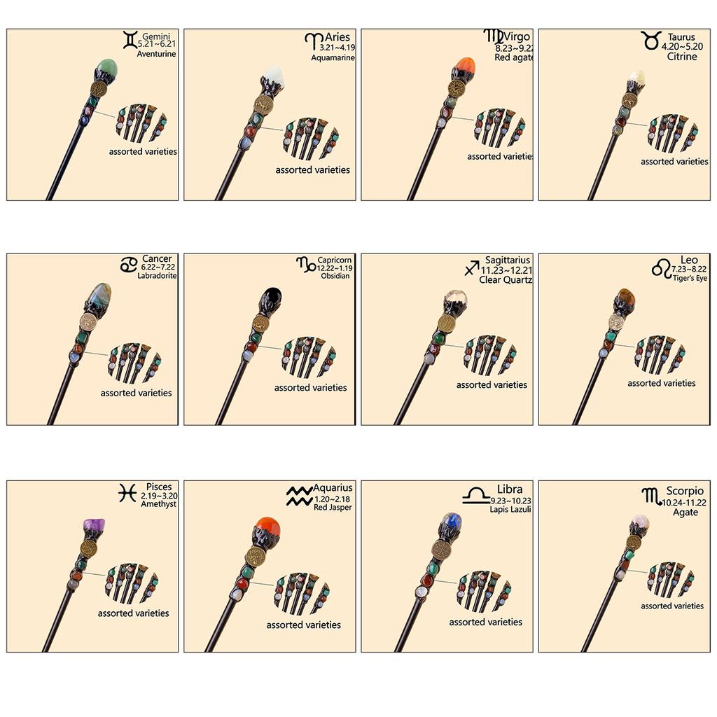 1pc Natural crystal Rolling Stone twelve Constellations scepter Magic wand Handmade DIY fairy wand magic wand propscrystal tower