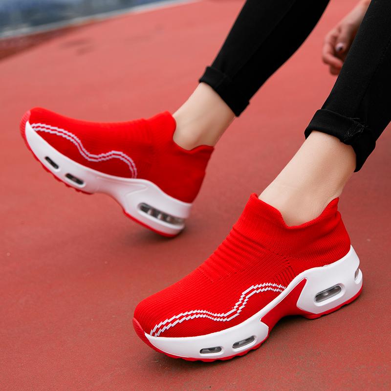 Women Slip on Walking Shoes Women Black Red Blue Grey Sneakers Elevator Platform Socks Shoes Women's Orthopedic Casual Shoes Plus Size 42 43