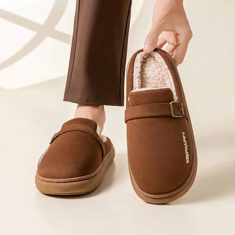 Fashion Fashion Women Indoor Fluffy Slippers for Autumn and Winter Thick Sole Anti-Slip Light Weight Couples House Floor Cotton Shoes