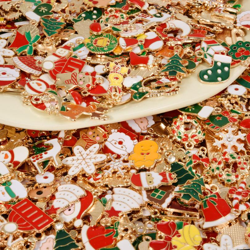 Random Mixed Christmas Pendantcharms For Jewelry Making Bulk Xmas Charm Natale Diy Small Gifts Accessories Breloque Bijoux Noël