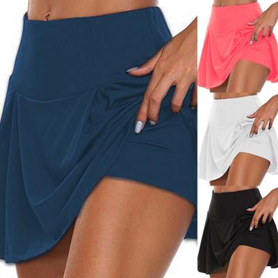 Falda atlética elegante de una línea para mujer, pantalones cortos de color puro, pantalones cortos delgados, falda corta para jugar al bádminton