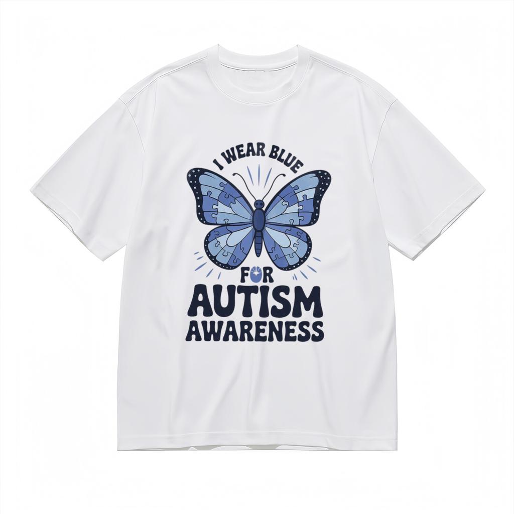 Women's Trend Soft Comfortable Classic T-Shirt Mens Womens Tees Top Autism Awareness Butterfly Tee