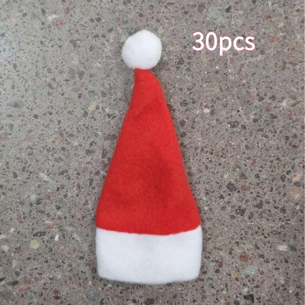 

Рождественские украшения 30 штук Рождественские шляпы Нетканые шляпы Рождественские шляпы Чехлы для столовых приборов Рождественские украшения для винных бутылок Чехлы для винных бутылок красный