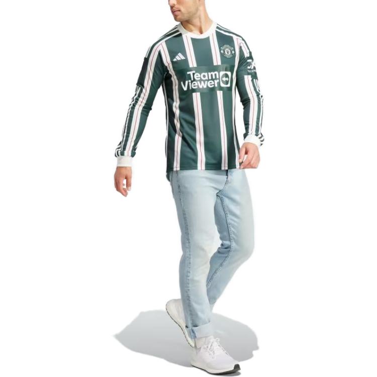 Adidas Man Utd Long Sleeve Crew Neck Jersey 23/24 Men Tops Green IA7223