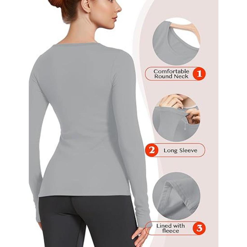 Lenjerie de corp caldă pentru femei pentru toamnă și iarnă, elasticitate ridicată și uscare rapidă, haine de fitness strânse pe corp și plușate, mâneci lungi