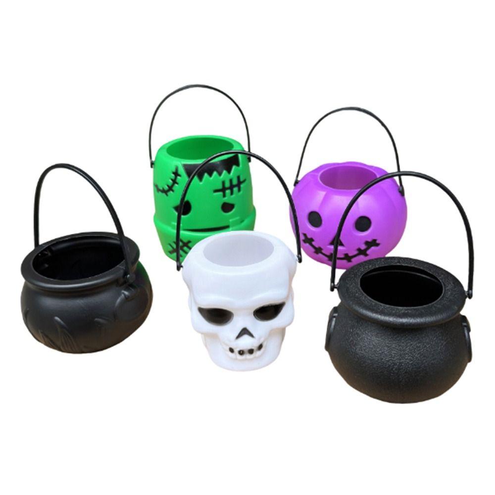 6PCS Set Festive 6cm Size Halloween Pumpkin Jar Triangular Eyes With Lid Pumpkin Bucket Mini Basket Pumpkin Lantern Gift Giving