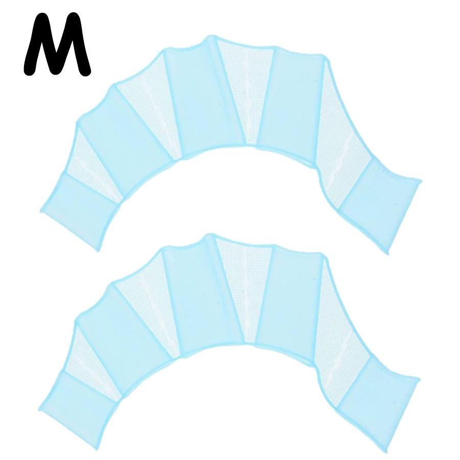 3Sizes Available Blue Silicone Swimming Hand Webbed Gloves Freestyle Finger Flippers Auxiliary Training Equipment Swimming Aids