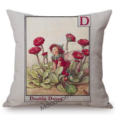 Tarot Alphabet Flower Fairy Baby Nursery Cartoon Art Home Decorative Sofa Throw Pillow Case Lovely Cute Children Cushion Cover