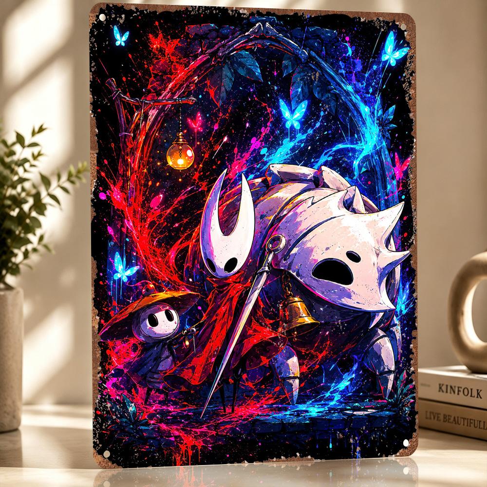 Hollow Knight Characters With Vibrant Personalized D Textured Metal Poster Wall Art Tinplate Sign for Bedroom Decoration Room