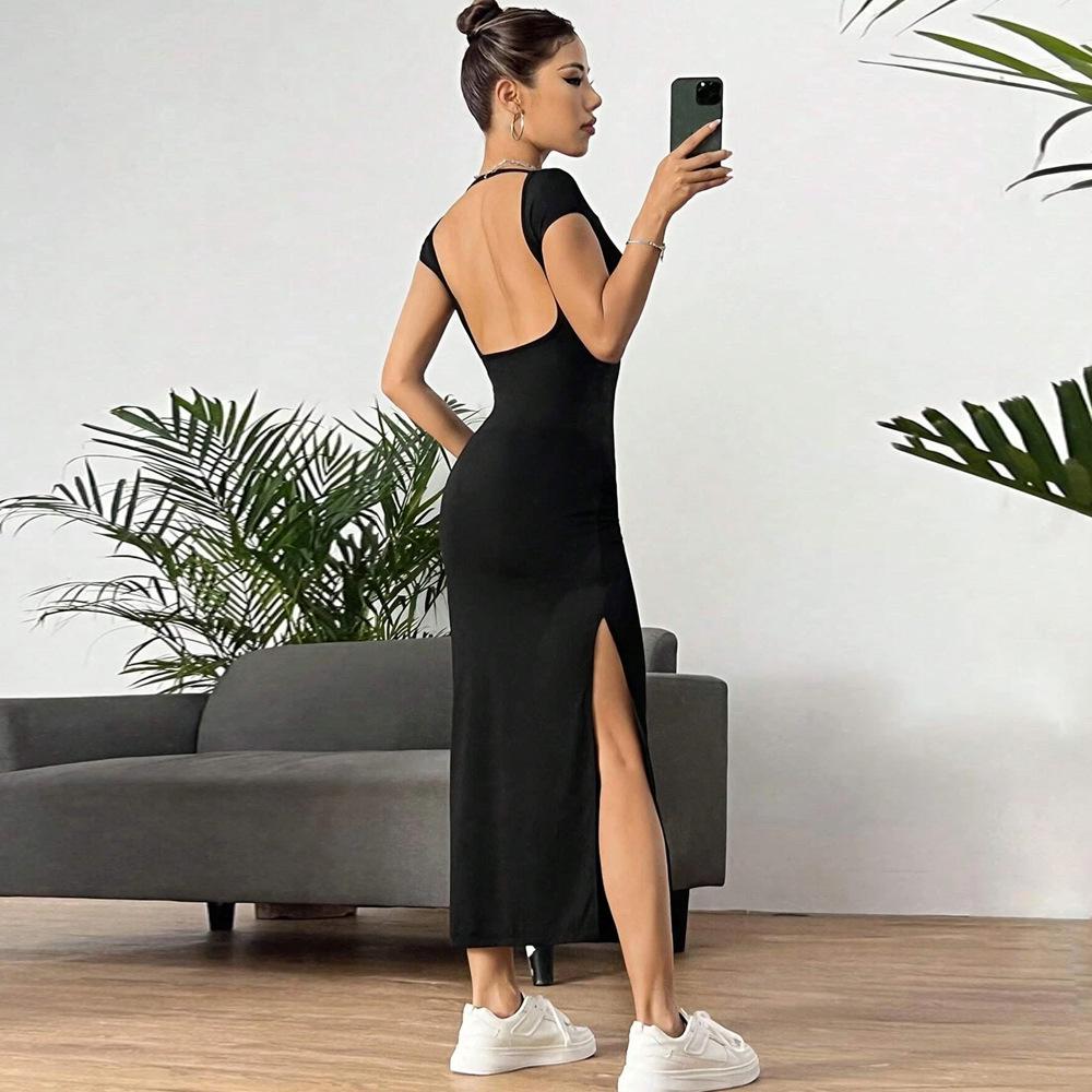 

Элегантное вязаное миди-платье А-силуэта без рукавов для женщин - Летний стиль, пуловерный дизайн со средней линией талии. Extra Large чёрный