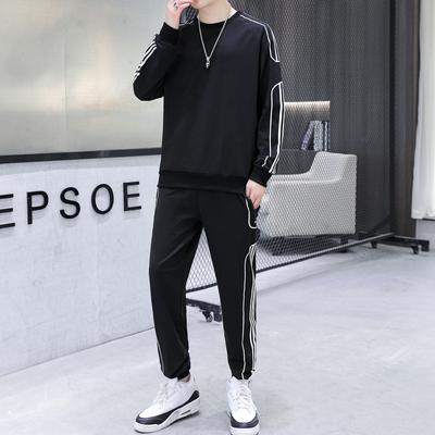Men 'S Sports Suit Sasual Round Neck Plus Size Sweater Two -Piece Suit Set