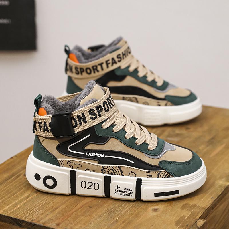 Eltern-Kind Männer Kinder Winter Schnee Stiefel Hightop Warme Baumwolle Turnschuhe Junge Studenten Walking Skateboard Casual Schuhe mit Plüsch