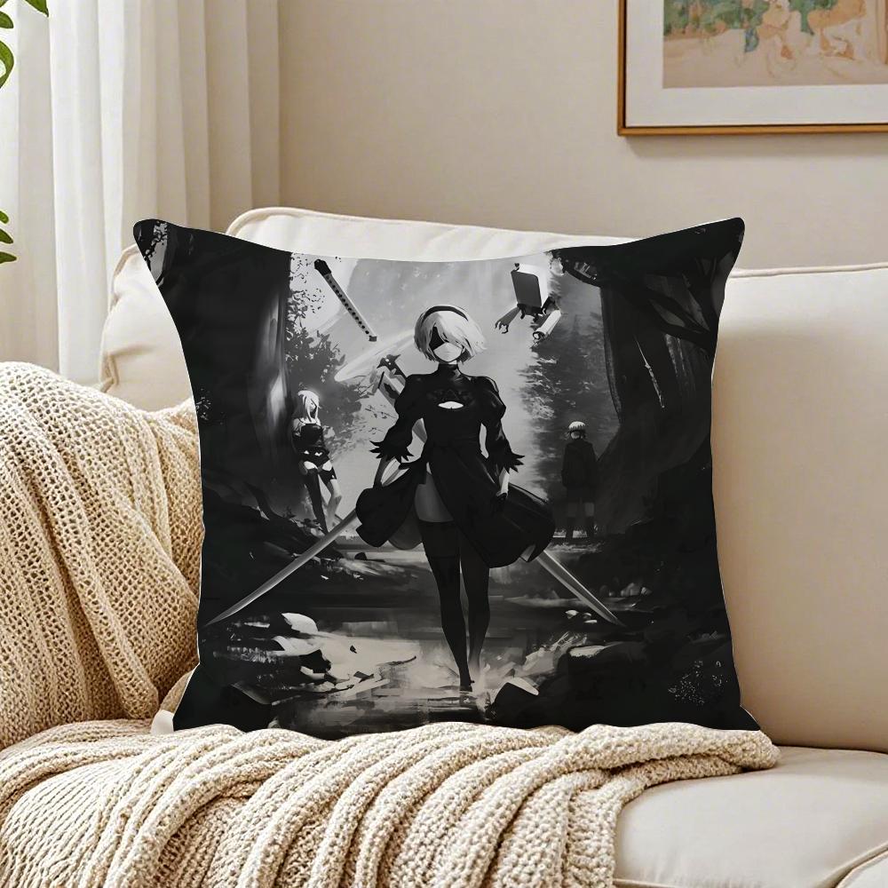 Game Philosophical NNieR AAutomata Cushion Cover Pillowcase Antidustmite Living Room Sofa Decor Cushion Room