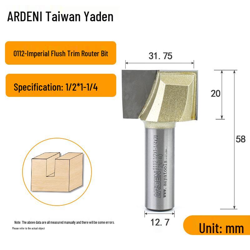 Yaden Metric Flat Bottom Woodworking Cutter: Slotting, Rebating, Milling, Trimming, Engraving, & Router.