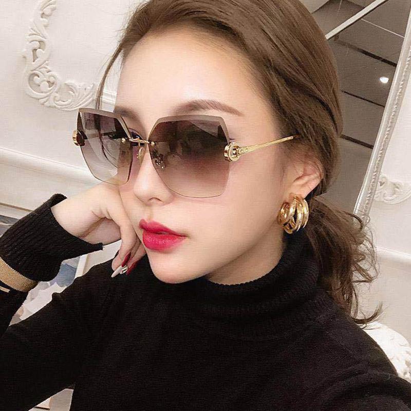 Internet celebrity inss street photography of UV sunglasses for women without frame crystal edge cut women s ultraviolet sunglasses