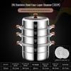 Visible Lid 316L Stainless Steel Steamer Pot with Extra Thick Anti-scalding Design and Double Three-Layer Steaming Basket