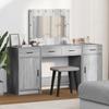 Makeup Table with Mirror Lighting 3 pcs Grey Particleboard
