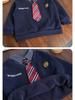 Boys' Autumn/Winter Long Sleeve Polo Hoodie with Tie and Velvety Inner Layer