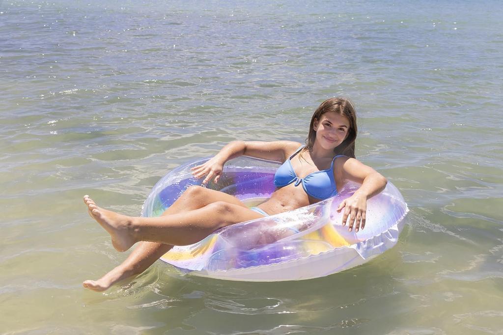 Rainbow Color Floating Ring Adult Size 120cm Floating Ring Chill Time Floating Ring with Rope Instagrammable (1 Piece)