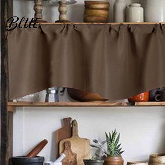 Solid Color Through Valance Room Balcony Curtain Home Rod Short Kitchen Window