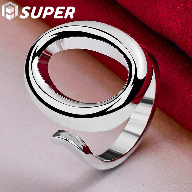 925 Sterling Silver Circle O Open Adjustable Size Rings Jewelry