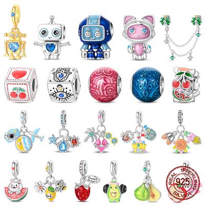New 100% Copper Summer Coconut Beach Travel Ai Robot Charms Fit Originalbracelet Diy Jewelry Making Women Gift