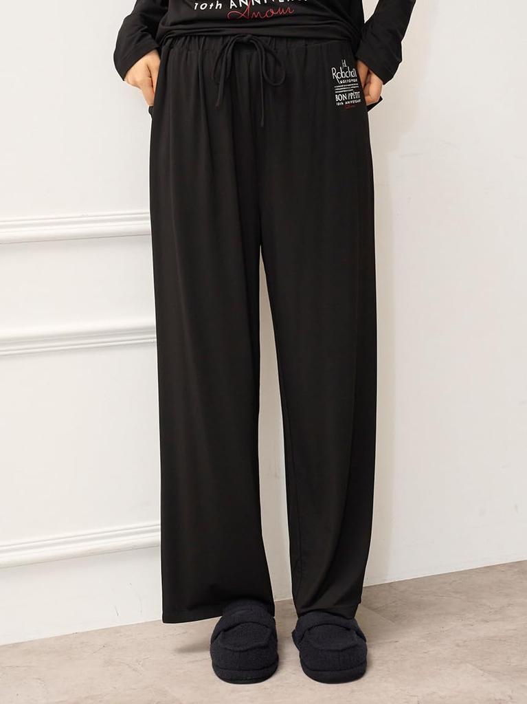 Gelato Pique Robuchon Long Pants PWCP254307 Black Joël One-Point Women's