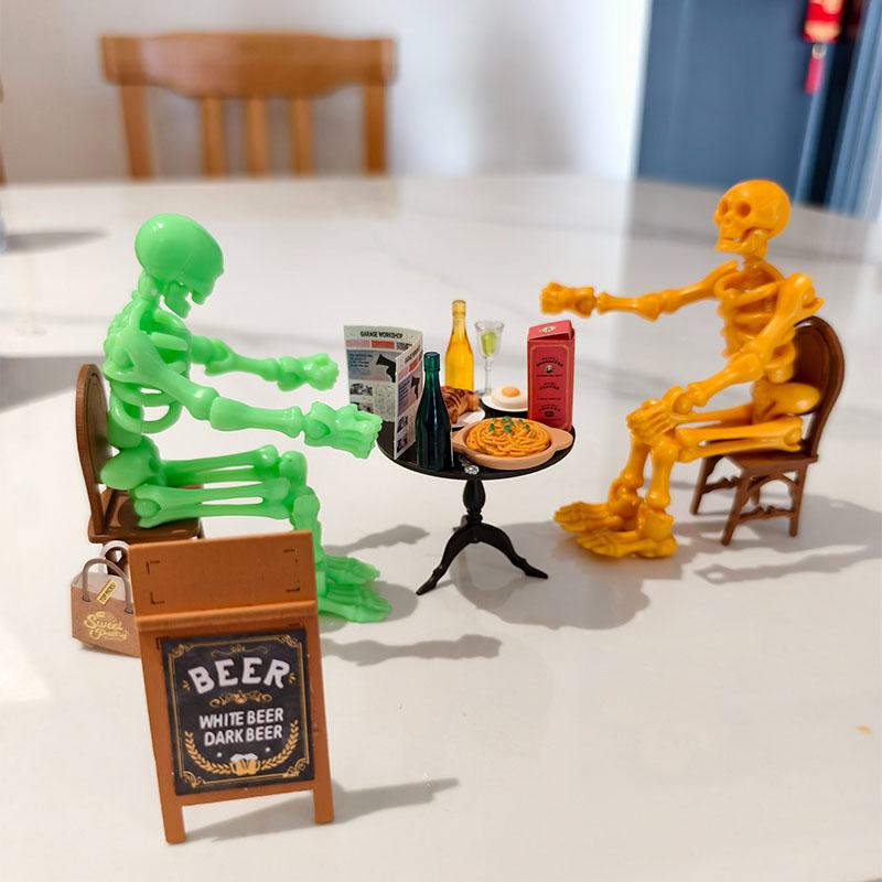 Skeleton Multi Jointed Movable 3D DIY Assembly Model Ornaments Prank Toy Action Figure Desktop Decor Kids Gift Miniature Statue
