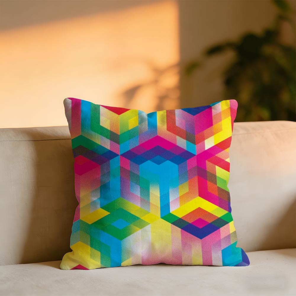 Geometry Cushion Cover Cozy Velvet Throw PillowSoft Warm Cushion For Sofa  Bed 30x30 cm