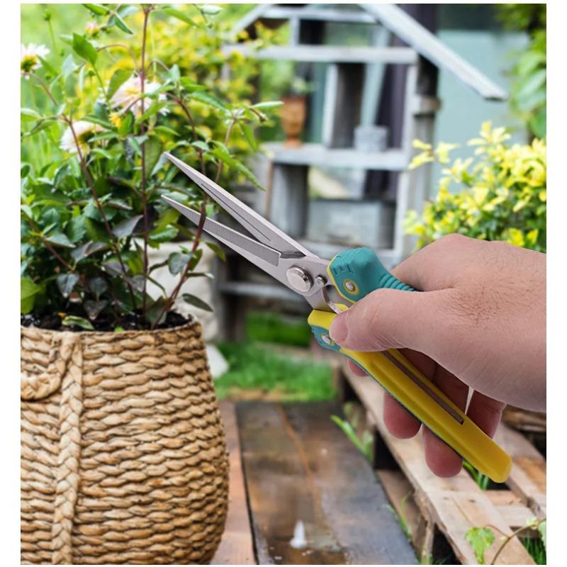 Rovná hlava Nerezová Ostrá Tenká čepel Šetřící práci Zahradnické nůžky TPR Rukojeť Nůžky pro domácnost Zahrada Rostliny bonsaje