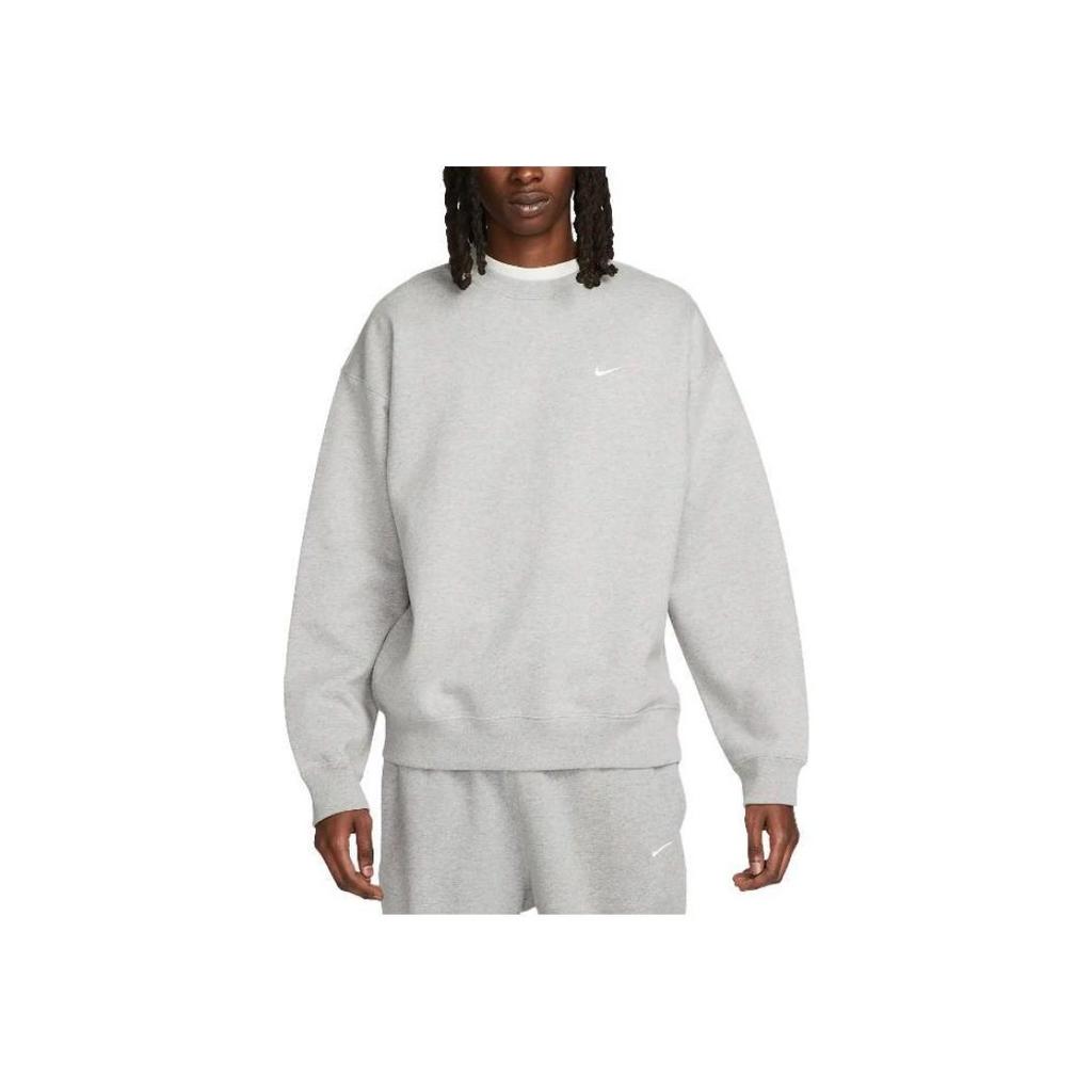 Nike Solo Swoosh Fleece Crewneck Grey Men Tops DX1361-063