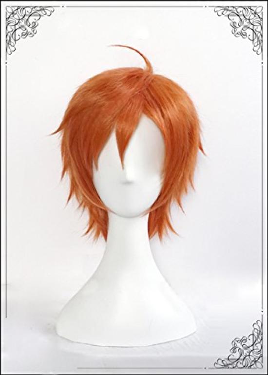 cosplay cool short perfect for Halloween and event costumes 3 bonus items Heat-resistant wig, "Second Castle" style, hair, 30cm, orange, +