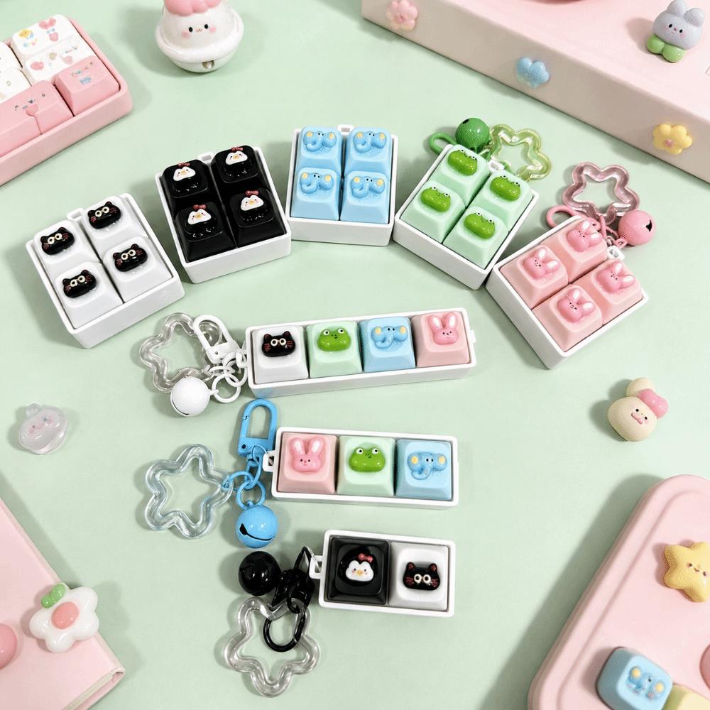 Compact Size Stress Relief Keychain Clickable Buttons Interactive Keyboard Toy Students