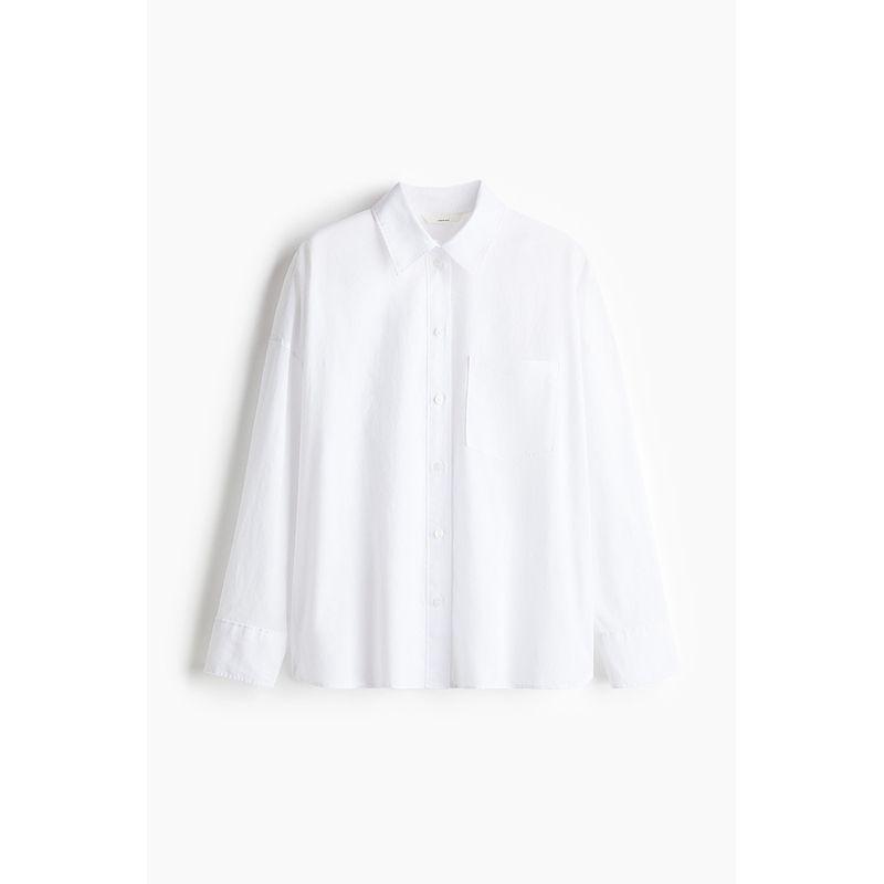 

HM S/S 2025 Women s Shirt Fall New Arrival Fashion Linen Blend Loose Long Sleeve Shirt 1256528