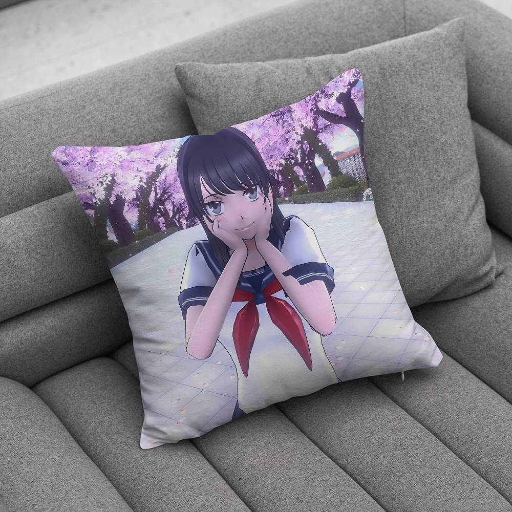 Yandere SSimulator Ayano Aishi Custom Pillow Case Sofa Living Room Bedroom Headboard Backrest Cushion Square Cushion Nap Time
