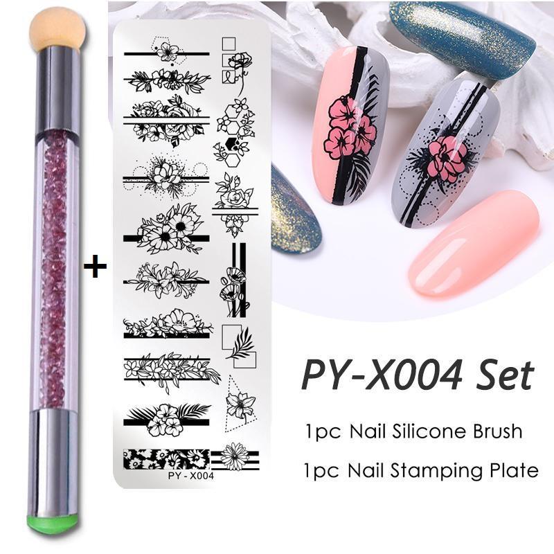 

2 шт. / Компл. Штамповки для ногтей набор силиконовых губчатых кистей трафареты для трафаретов для переноса лака