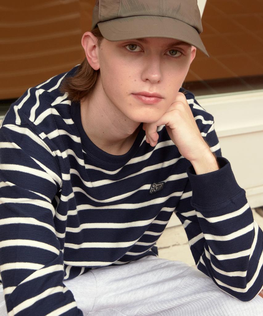 DIVINE DISTANCE Stripe Wappen Long Sleeve [Navy]