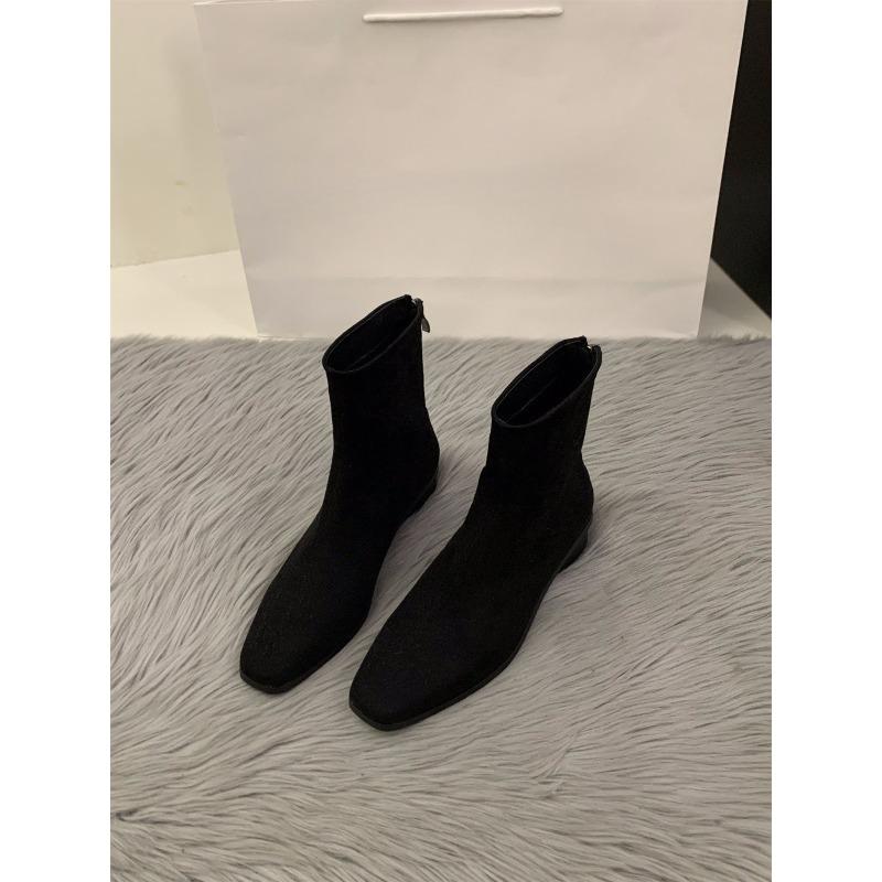 

Coarse heel suede small ankle boots women s shoes new autumn and winter velvet Martin boots coffee skinny short boots 35 чёрный