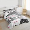 Cute Gray Cat Faces Monochrome Bedding set (1 duvet cover, 2 pillowcases, duvet not included), Pink Cheeks Cartoon Kitten Pattern Art Print