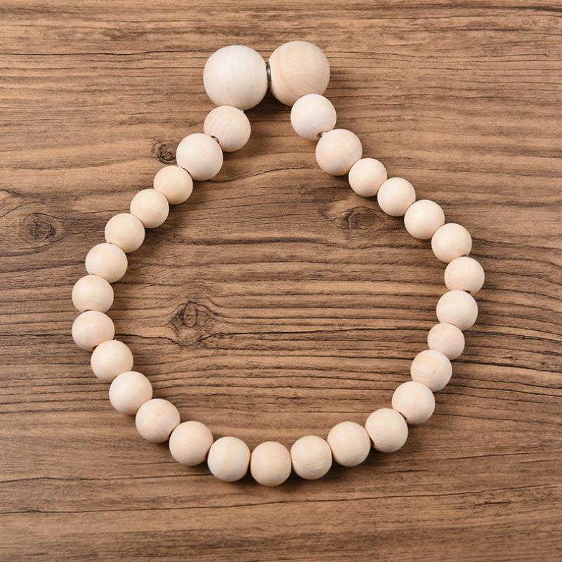 1Pcs Graduated Natural Wood Bead Curtain Tieback Boho Style Curtain Holdback for Farmhouse Living Room Decoration