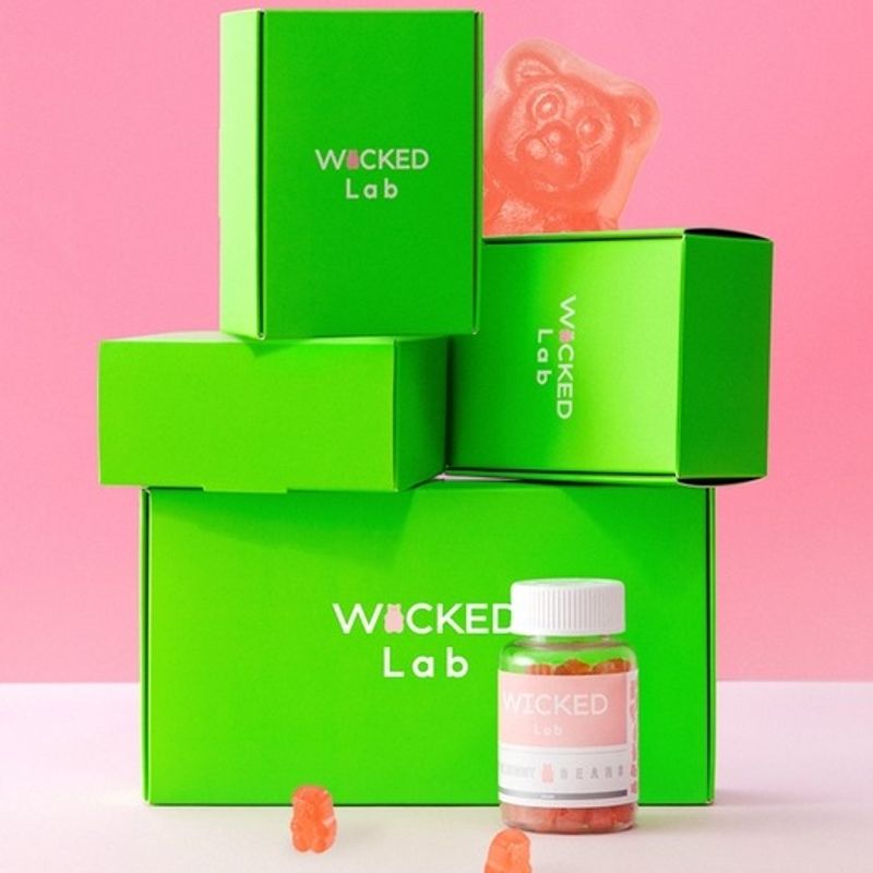 Wicked Lab Pink Gummy Bears, 1 bottle, High-Concentration Biotin Multivitamin, Plant-Based Vegan Jelly (40 gummies)