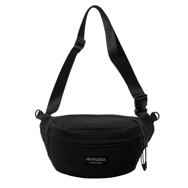 Versatile Canvas Crossbody Bag  Monochromatic  Casual Chest Bag  Waist with Zipper  Soft  Multifunctional  Fashionable  New Product